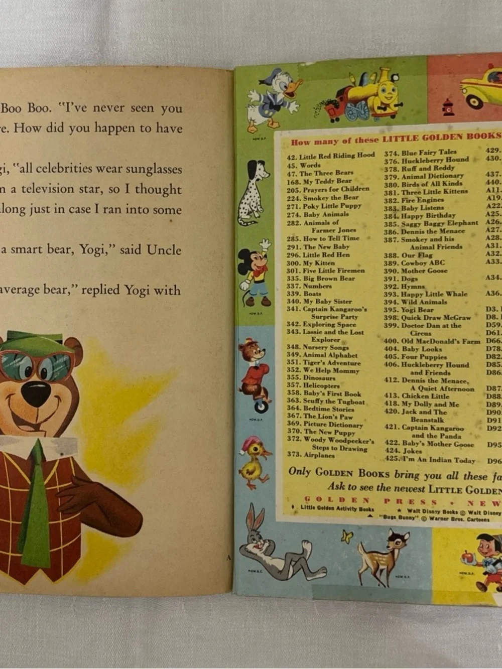 VTG 1961,62,64 bundle 3 HANNA BARBERA Little Golden Book Yogi Bear Touche PeterP
